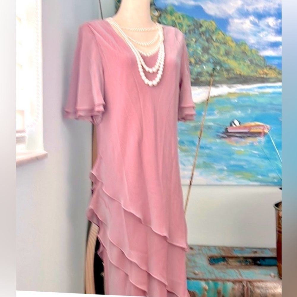 Virgo Mauve Asymmetrical Layered Dress